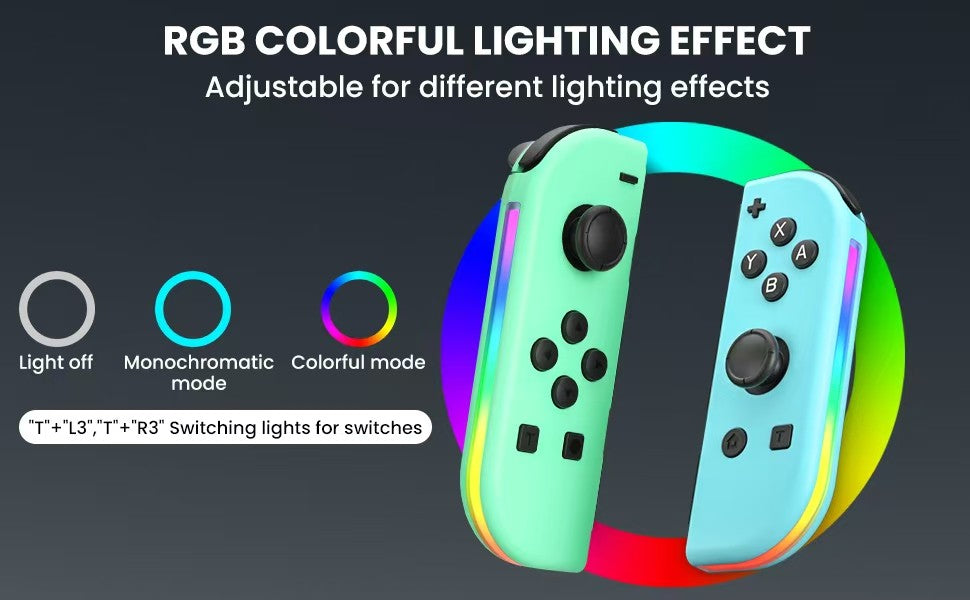 Wireless Switch L/R Controllers Hall Joystick RGB Colorful Light BT 5.3 Wake Up Six-Axis Vibrating Joypad For Switch/Lite/Oled