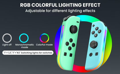 Wireless Switch L/R Controllers Hall Joystick RGB Colorful Light BT 5.3 Wake Up Six-Axis Vibrating Joypad For Switch/Lite/Oled