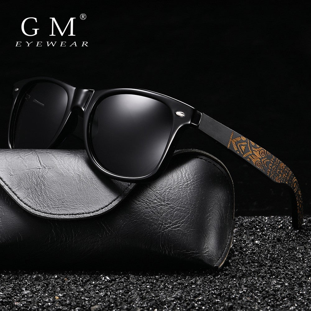 Óculos de Sol Masculinos e Femininos Polarizados de Bambu Madeira GM S5097 Oval