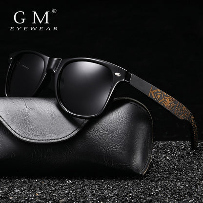 Óculos de Sol Masculinos e Femininos Polarizados de Bambu Madeira GM S5097 Oval