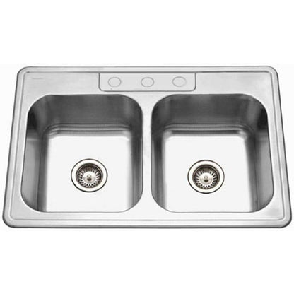 3322-9BS3-1 Glowtone Series Pia de Cozinha Dupla de Embutir em Aço Inoxidável 50/50, 9 Polegadas de Profundidade