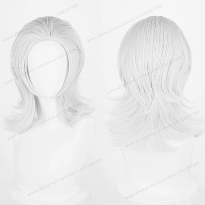 Anime 45cm Universal Cosplay Wig with Enlarged Scalp Free Parting Black White Yellow Man Women Heat Resistant Synthetic Hair
