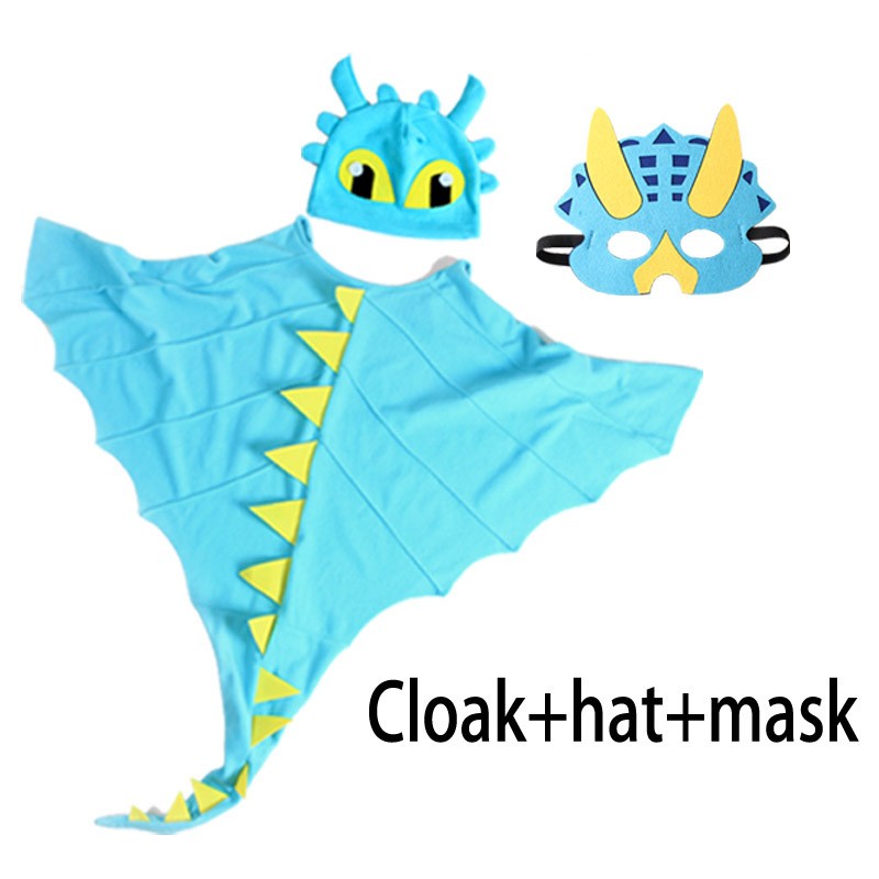 Kids Dragon Costume Cloak with Hat for Girls Boys Toothless Dragon Costume Cape Halloween Christmas Dinosaur Cosplay Costumes