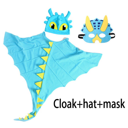 Kids Dragon Costume Cloak with Hat for Girls Boys Toothless Dragon Costume Cape Halloween Christmas Dinosaur Cosplay Costumes