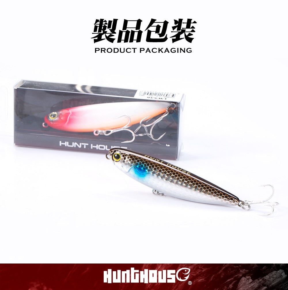 Isca Artificial Hunthouse Topwater Pencil 60/90/100mm 6.4/12.4/18.8g Flutuante de Superfície Iscas Top Water para Robalo e Lúcio