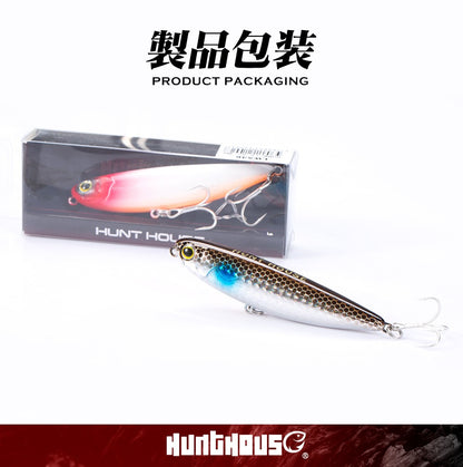 Isca Artificial Hunthouse Topwater Pencil 60/90/100mm 6.4/12.4/18.8g Flutuante de Superfície Iscas Top Water para Robalo e Lúcio