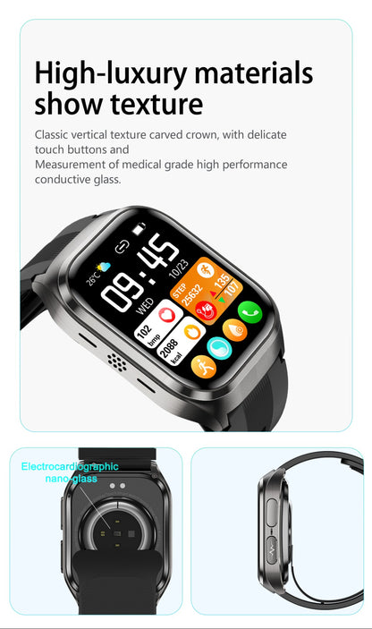 2025 Novo Smartwatch de Enfermagem de Grau Médico Air Bag para Homens, Gordura Sanguínea, ECG+PPG, Pressão Arterial, Transmissão, NFC, Chamada BT HD, Smartwatch de Saúde para Mulheres