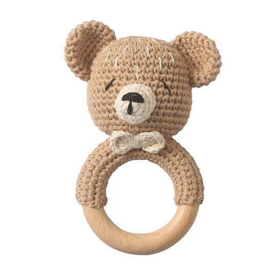 Brinquedos de Crochê para Bebês Chocalho de Animal Desenho Animado Chocalhos Musicais para Bebês Chocalho de Dentista Kawaii Brinquedo de Bebê 0-12 Meses Brinquedos Montessori