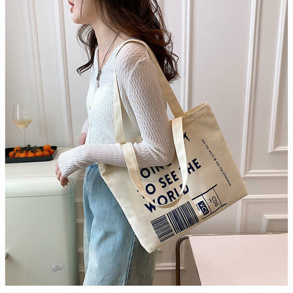 Canvas Women Handbags Shoulder Underarm Bag London Books Print Handbag Large Capacity Ladies Shopping Tote Bag Student Book Bags