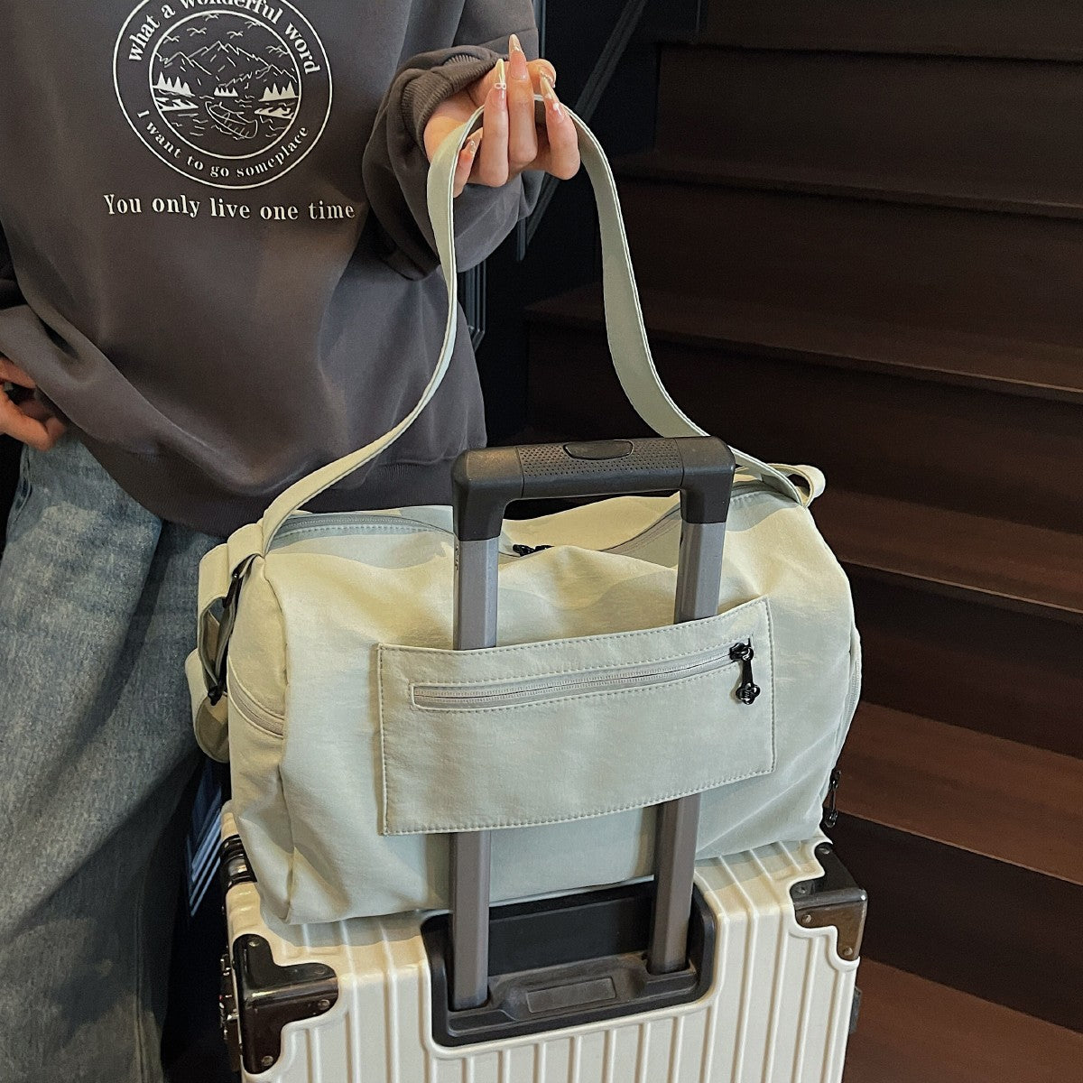 Sports Fitness Bag for Women, Wet and Dry Separation Swimming Bag, Large Capacity Satchel Short-Distance Travel Bag, Travel Luggage Storage Bag, Including Shoe Compartment, Yoga Bag, Work Bag