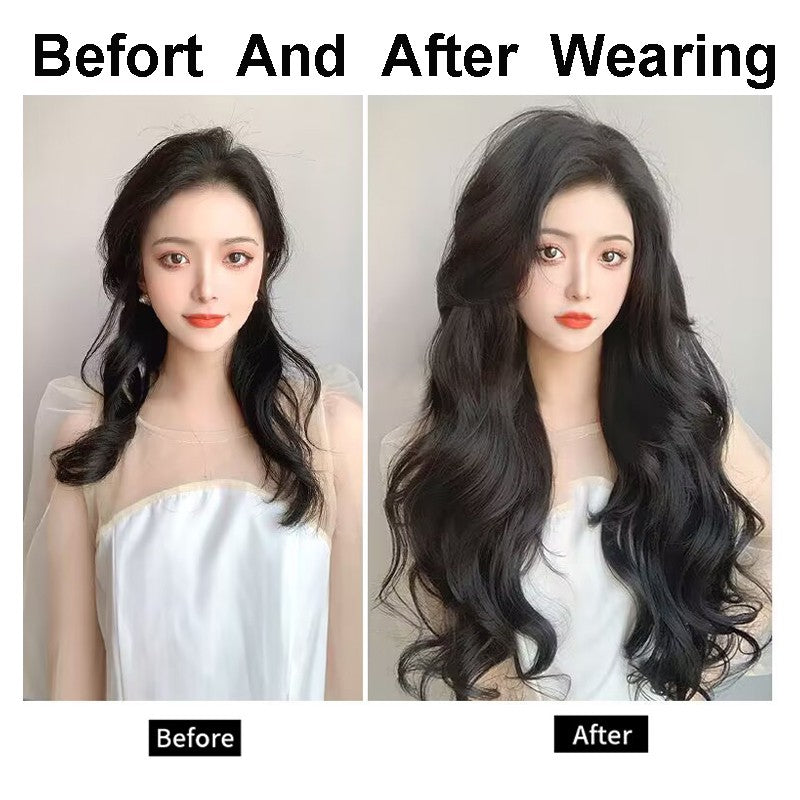 Apliques De Cabelo Sintético Em Formato V, 22 Polegadas, Com 4 Clipes, Uma Peça, Cachos Longos, Ondas, Para Mulheres
