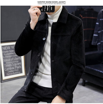 Autumn Winter Short Woolen Coat Merino Wool Men Korean Mink Imitation Jacket Trendy Heavy Clothes Mens Overcoat Heren Jas