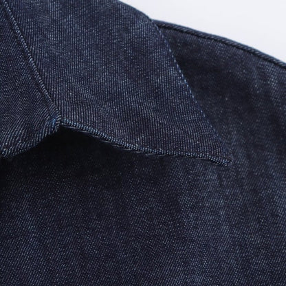 ETJ 2025  Spring New 1975 series denim MIDI dress with lapel side zipper fashion