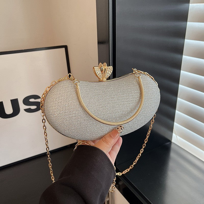 Shiny Mini Evening Bag Rhinestone Chain Purse Luxury Glitter Metal Handel Chain Clutch Elegant Wedding Dress Party Banquet Bag