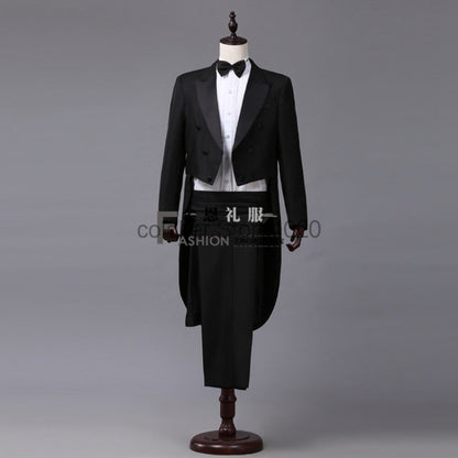 2pcs Men's Classics Tuxedo Suits Set Black Formal Tailcoat for Man Women Fashion Party Wedding Prom Clothing (Jacket+Pants)