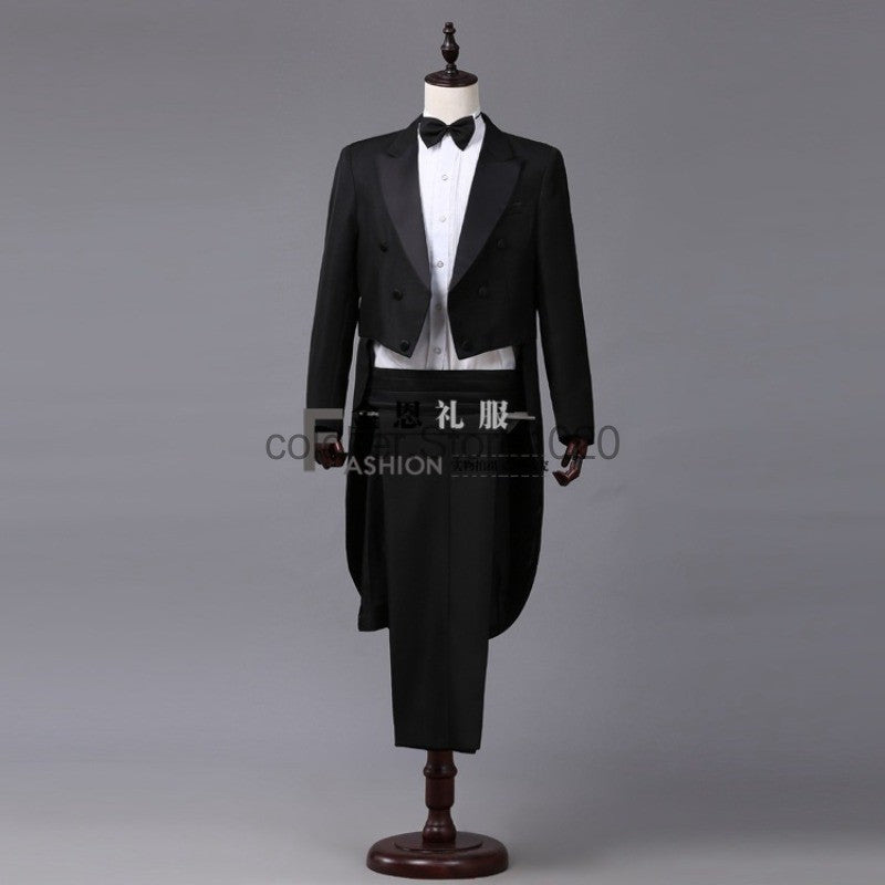 2pcs Men's Classics Tuxedo Suits Set Black Formal Tailcoat for Man Women Fashion Party Wedding Prom Clothing (Jacket+Pants)