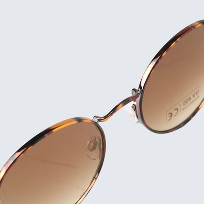 Óculos de Sol Femininos Modernos com Armação Redonda de Metal Polarizados de Grife da Moda UV400
