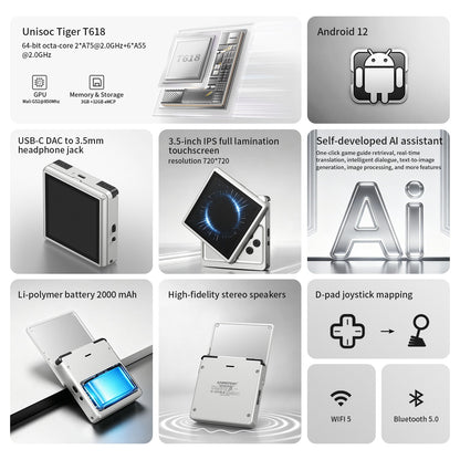 Anbernic RG Rotate Handheld Game Console 3.5" IPS Rotating Screen Android Aluminum Alloy 2000 mAh Retro Portable Games Player AI