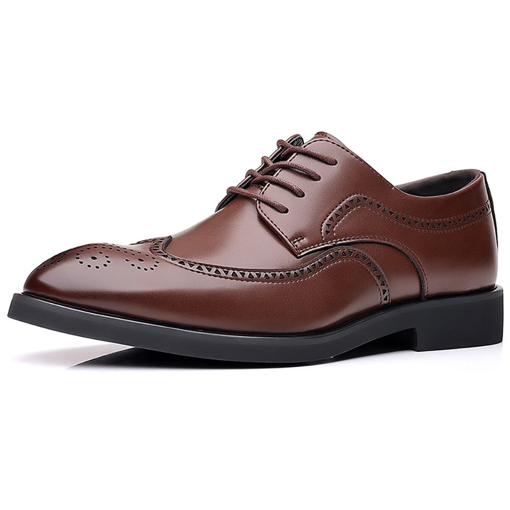 Men's Elegant British Brogue Derby Shoes Lace-Up Patchwork Breathable Formal Dress Shoes Business Wedding Thanksgiving Christmas