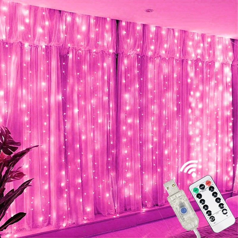 3/6M USB LED Curtain 8Modes Remote Control Lights Holiday Wedding Garland for Bedroom Living Room Decor Ramadan Decorations