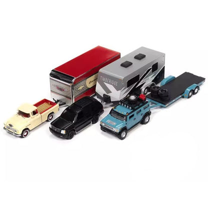 Novo em Estoque Jl 1:64 Ford Toyota Chevy Monte Carlo Transportador de Reboque Liga Miniatura Diecast Modelo Carro de Brinquedo Brinquedos Presente para Crianças