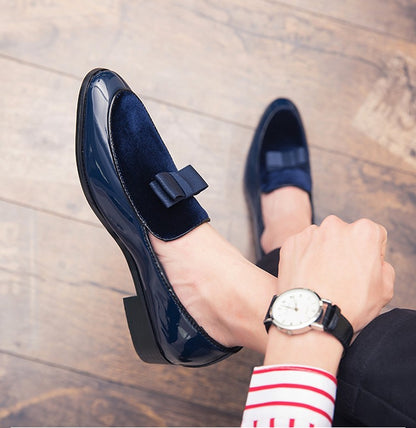Yuppie Social Leather Shoes Men Classic Wedding Men's Dress Shoes Bow Formal Shoes For Men Slip On Loafers Man