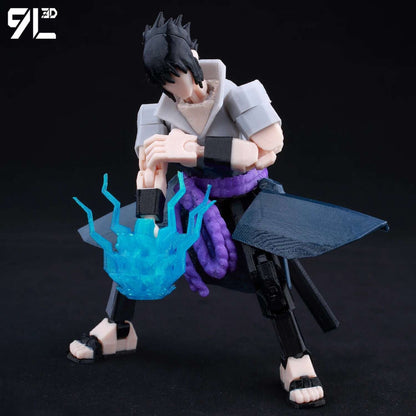 9L3D Lucky13 TITAN13 Rasengan Sasuke Uchiha 3D Figure - Susanoo & Fireball Jutsu Pose with Katana,Dummy13 T13 Anime Action Model