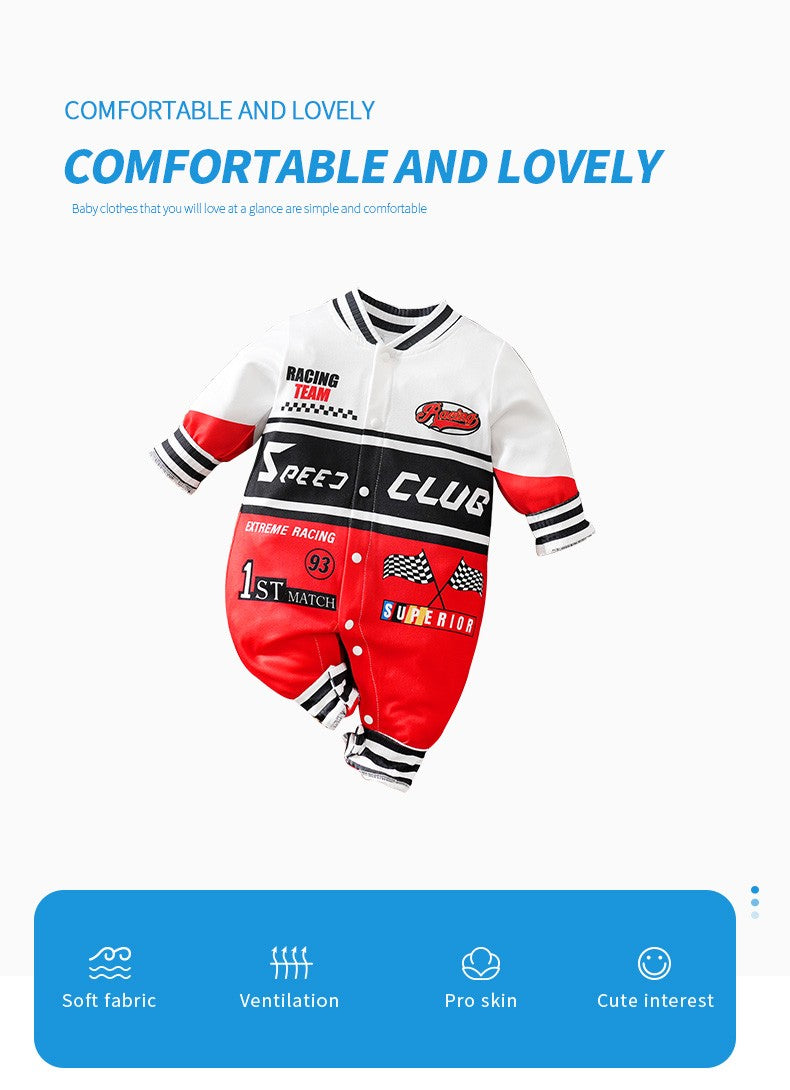 Newborn Clothes Outdoor Racing Clothes Comfortable And Soft For Boys And Girls Spring And Autumn Long Sleeved Baby Jumpsuit