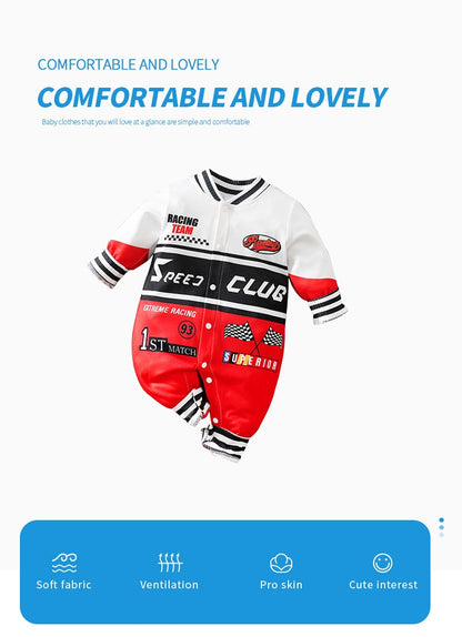 Newborn Clothes Outdoor Racing Clothes Comfortable And Soft For Boys And Girls Spring And Autumn Long Sleeved Baby Jumpsuit