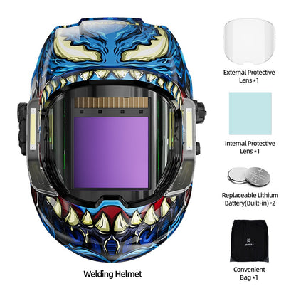 ANDELI Auto Darkening Welding Helmet Panoramic 180° View True Color 4 Arc Sensor Welding Mask for MIG MAG MMA Welder Machine