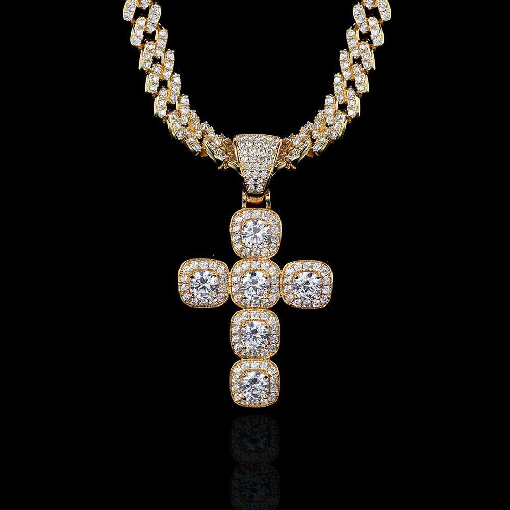 2026 Hip Hop Cross Pendant Necklace for Men 4mm Zircon Tennis Chain Ice Sparkling Necklace for Women Punk Jewelry Fashion Gift