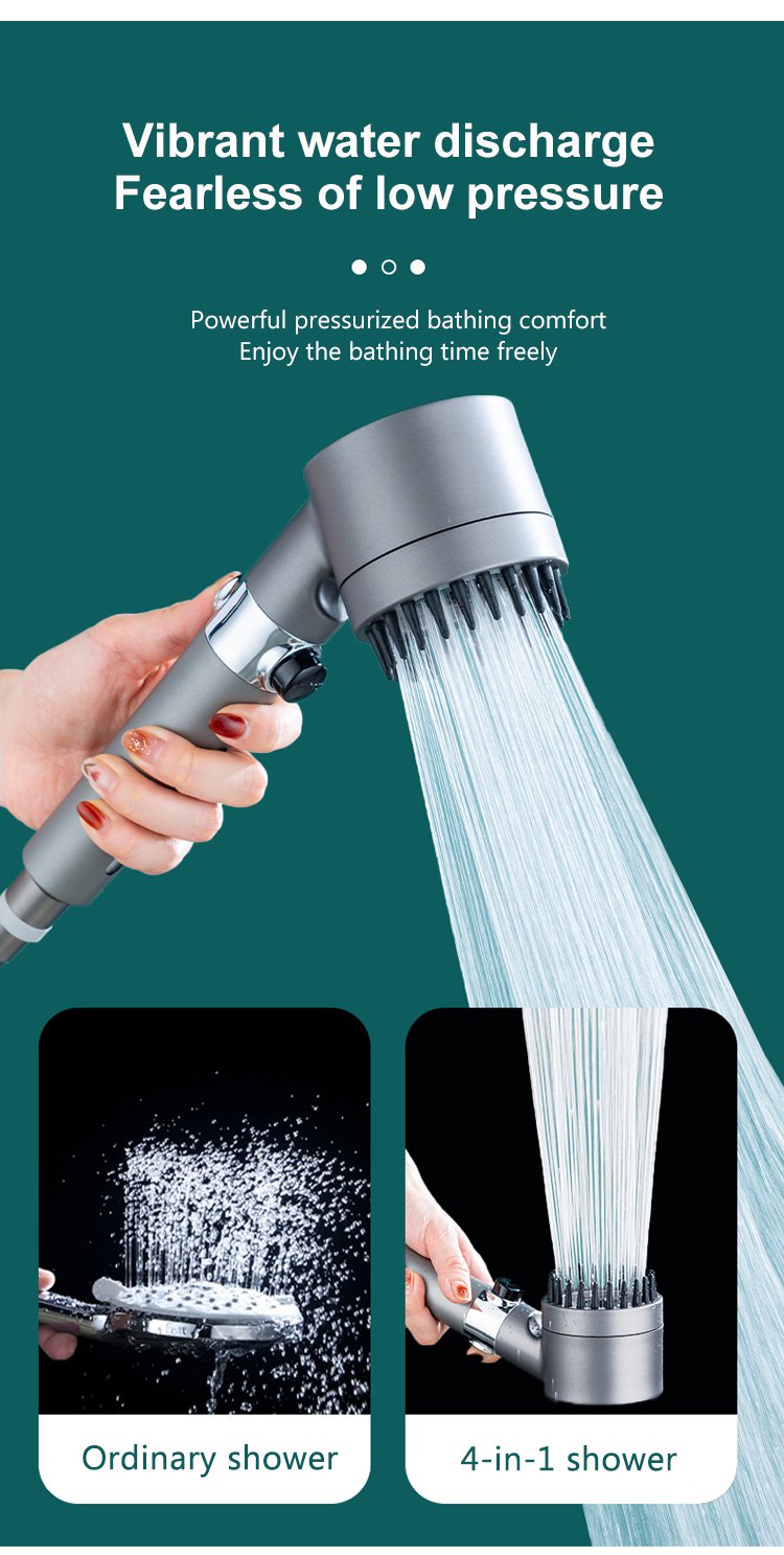 High Pressure Showerhead 3 Modes Water Saving Pressurized Shower Head Massage And Skin Beauty Multifunctional Shower Head