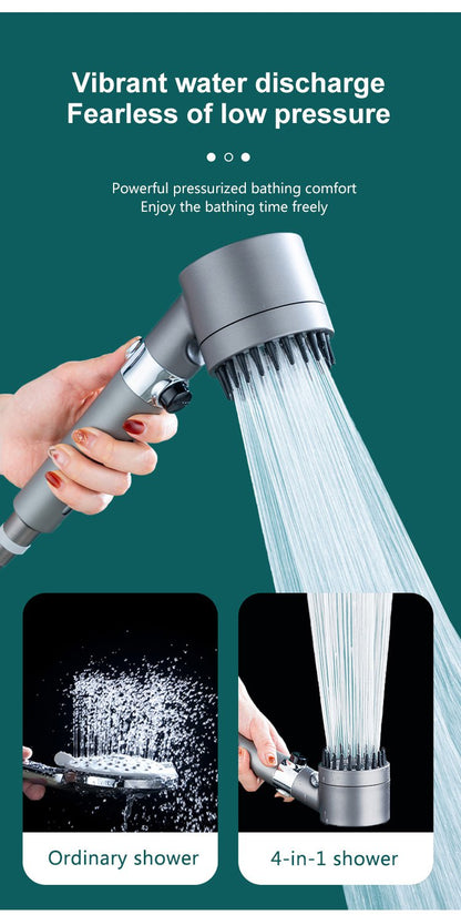 High Pressure Showerhead 3 Modes Water Saving Pressurized Shower Head Massage And Skin Beauty Multifunctional Shower Head