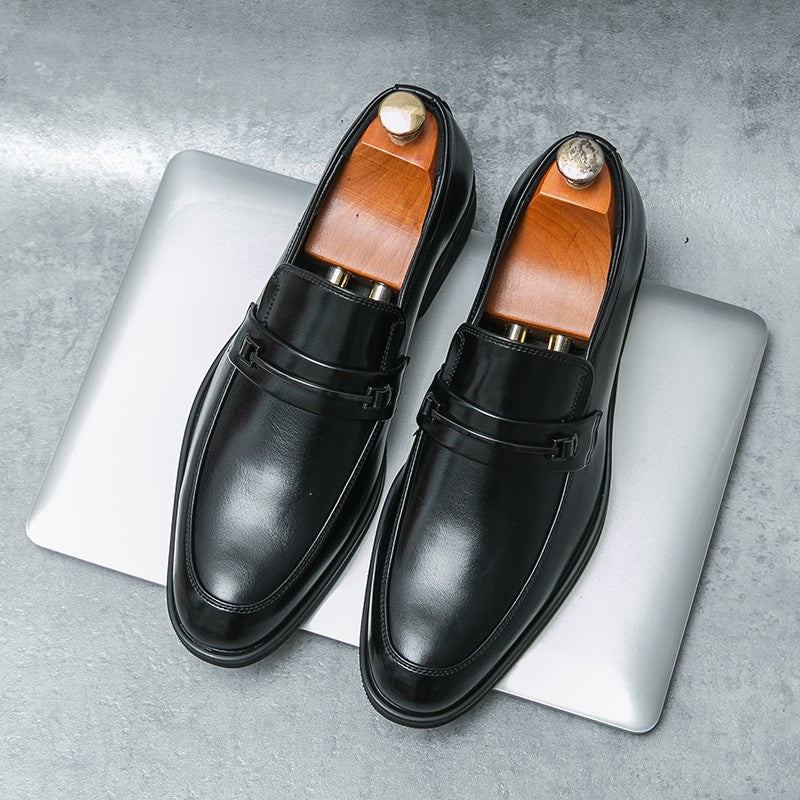 Men's Formal Leather Shoes Classic Style Slip On Loafers Round Toe Breathable Non-Slip Business Dress Wedding Office Casual Shos