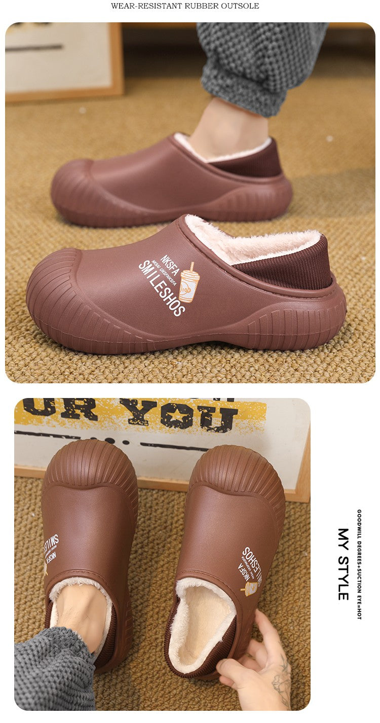 Men Winter Warm Slippers Couple House Cotton Shoes Outdoor EVA Fur Shoes Plush Slippers Home Bedroom Shoes Big Size Slides 39-44