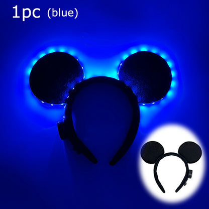 1/2pcs LED Glowing Neon Mouse Ears Headband Girls Festival Headbands Mickey Hairband Children Birthday Party Hair Accessories