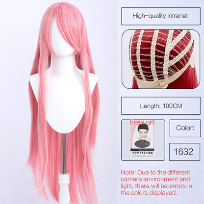 Synthetic Cute Cosplay Wig 40-inch Oblique Bangs Anime Costume Long Straight Lolita Wig Party Wig