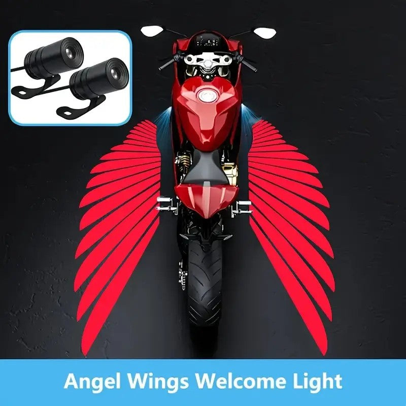 2pcs Motorcycle LED Angel Wings Cool Projection Light, 12V-24V Universal Embedded Installation - Motorcycle Decorative Light