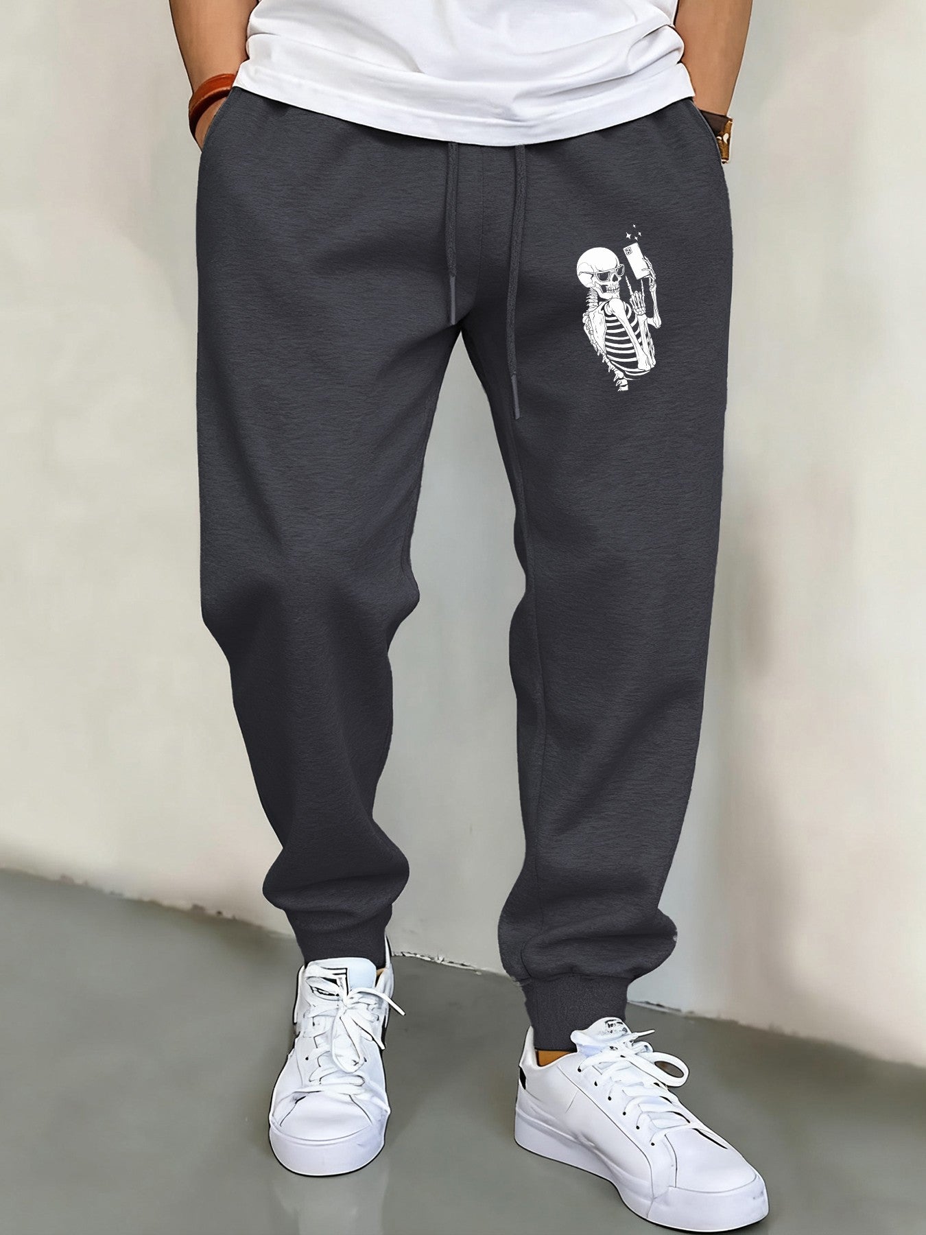 Skeleton People Who Enjoy Taking Photos Men'S Elastic Waist Pants Basics Pocket Long Pant Fashion Casual Male Sports Sweatpants