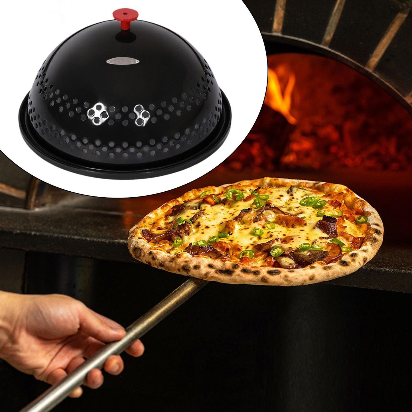 Pipoqueira Tampa Redonda Panela de Fritar Esmaltada Estoura Grãos Uso Externo Pipoqueira Premium Sem AGITAR Sem Mexer Preta