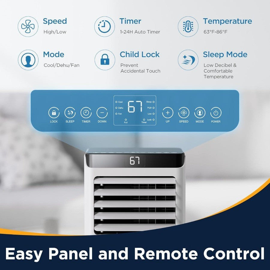 Ar Condicionado Portátil 10000 BTUs para Ambientes Grandes de até 42m² com Funcionalidade 4 em 1 Controle Remoto Desumidificador Embutido