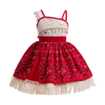 Girls Halloween Cosplay Moana Dress Ocean Adventure Role Play Costume Vaiana Princess Boys Maui Costume Vestidos Party Dress