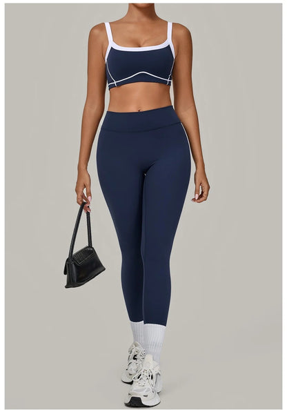 Yoga Suit Sports Fitness High Waist Peach Hip Tight Removable Padding Sports Bra Outfit Running Workout Clothes Gym Leggings Set