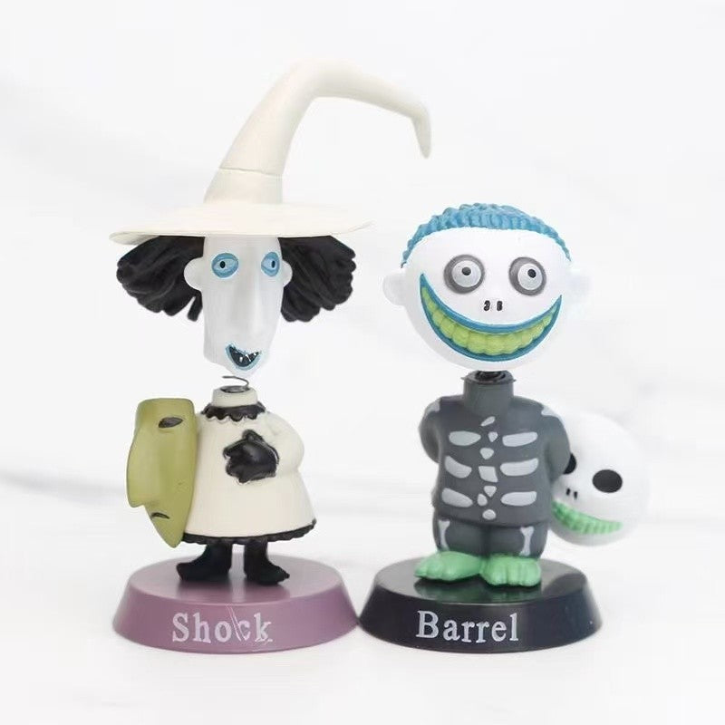 6PCS Nightmare Before Christmas Jack Jack Skellington / Freddy Krueger Bobble Head Doll PVC Action Figure Collection Toy
