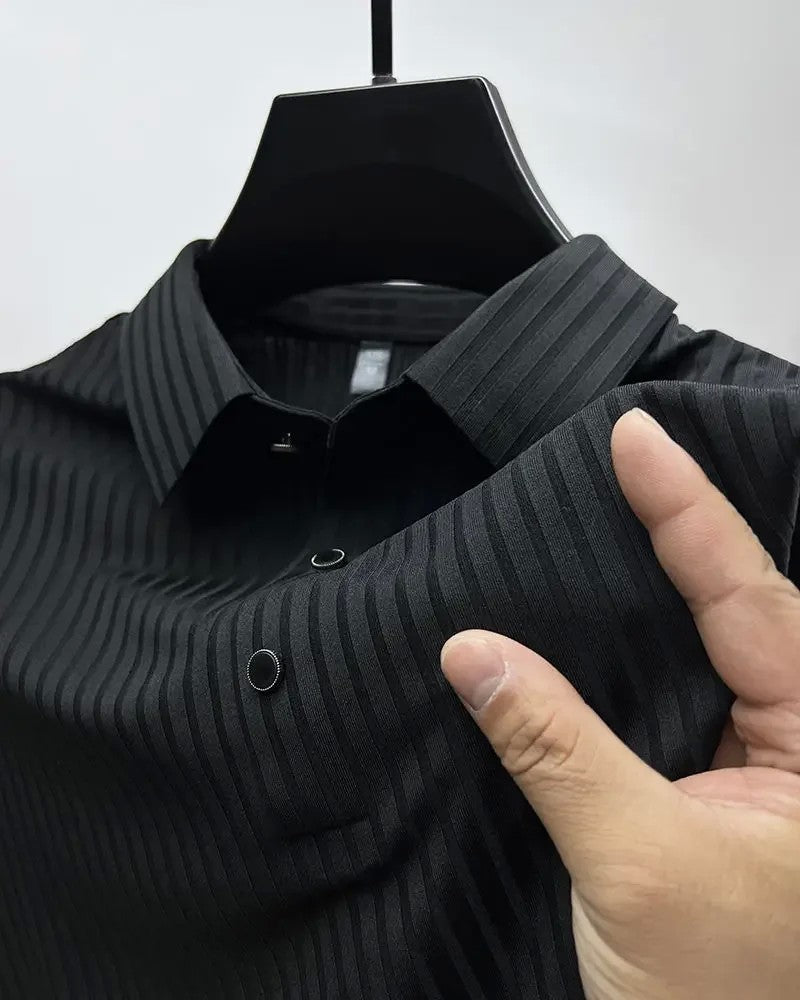 Men's Ice Silk Polo Shirt, Lapel, Hollow, Short-Sleeved, Breathable, Business Fashion T-Shirt, Men's Brand Clothing, Summer, New