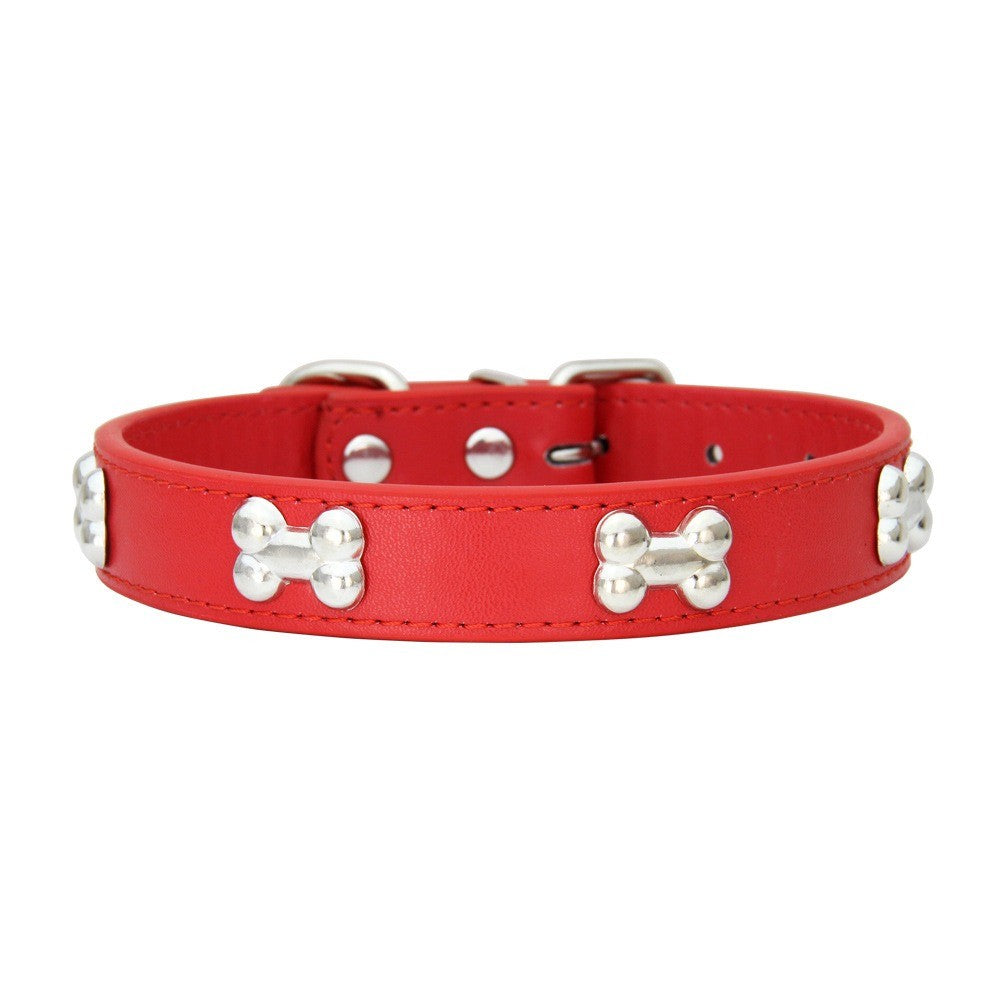 Novas coleiras de couro duráveis para cães, coleiras para filhotes de pug para cães pequenos e grandes, coleira de pescoço GXQ13