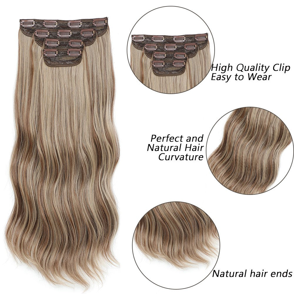 Bio Body Wave Clip in Hair Extensions 22 polegadas 4 peças/lote 220g Macio Natural Fibra Sintética Resistente ao Calor Clip in