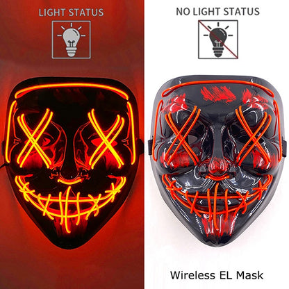Wireless Purge Luminous LED Mask Adult Full Face Headgear Costumes Cosplay Mask Carnival Horror Masquerade Glow In The Dark