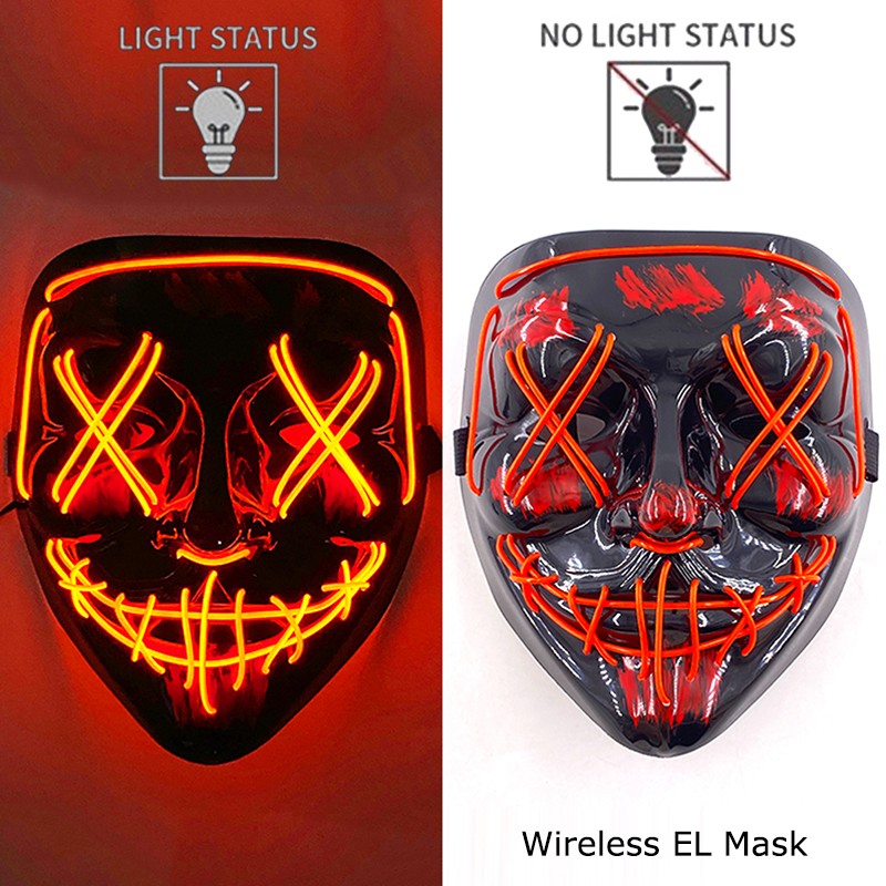 Wireless Purge Luminous LED Mask Adult Full Face Headgear Costumes Cosplay Mask Carnival Horror Masquerade Glow In The Dark