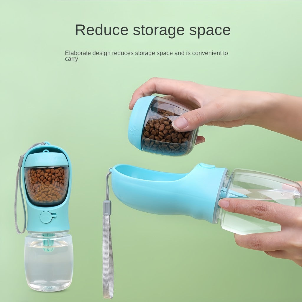 Garrafa Portátil para Cães e Gatos com Armazenamento de Comida e Água para Filhotes, Cães, Tigela Alimentadora, Viagem ao Ar Livre, Suprimentos para Animais de Estimação